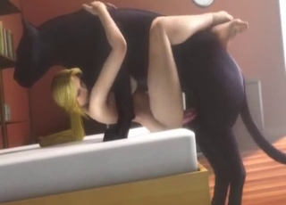 Playful black animal fucked her wet hole